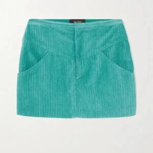 Isabel Marant Melva Corduroy Aqua Turquoise Blue Mini Skirt 40 / 8 / L
